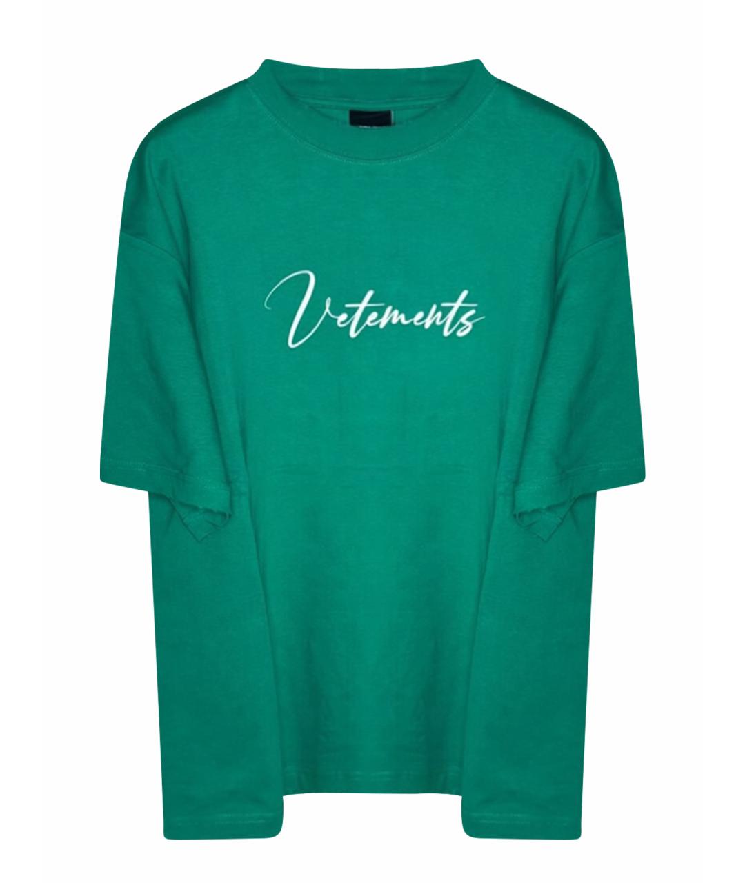 VETEMENTS Зеленая хлопковая футболка, фото 1