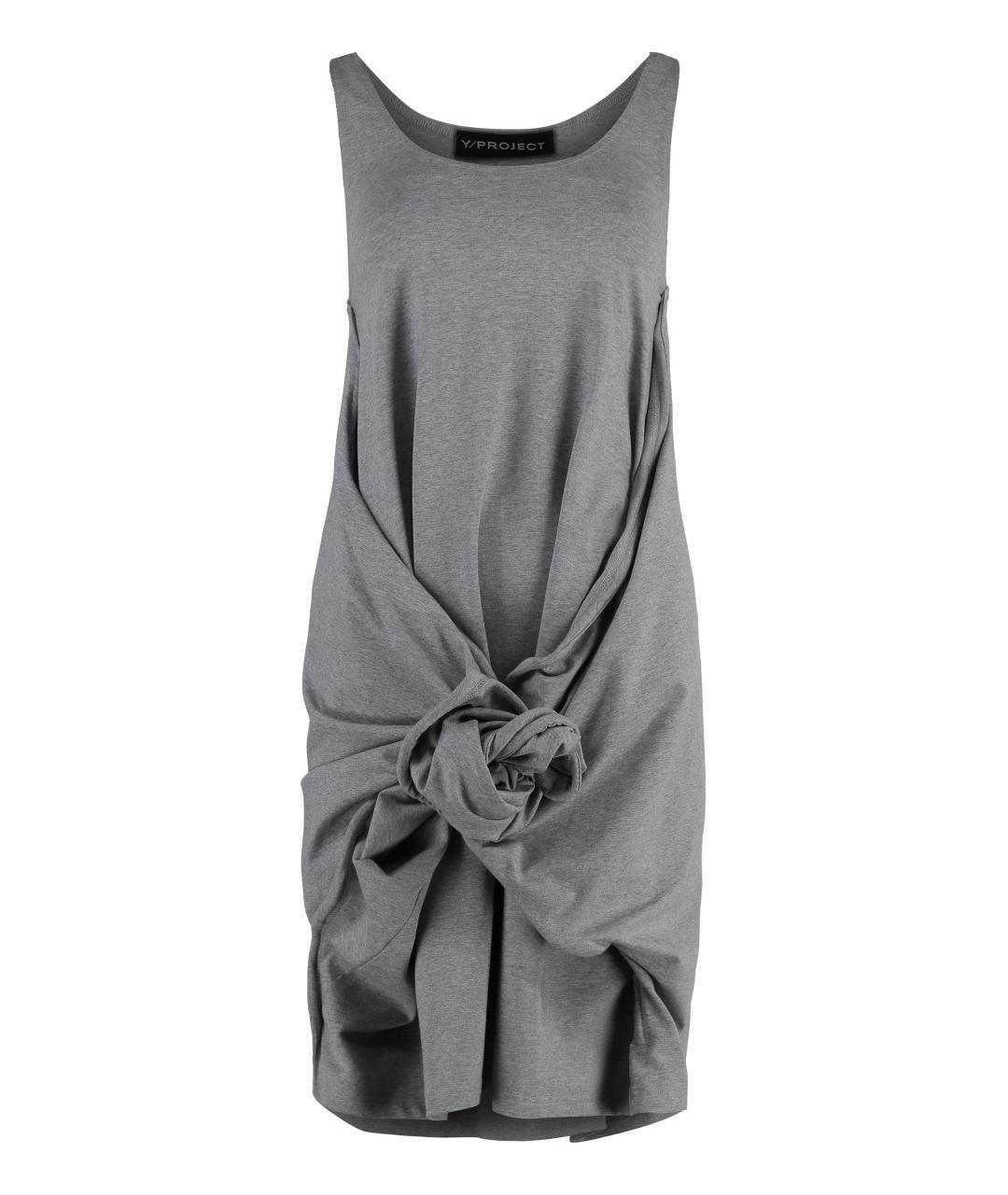 Y/PROJECT Серое хлопковое повседневное платье, фото 3
