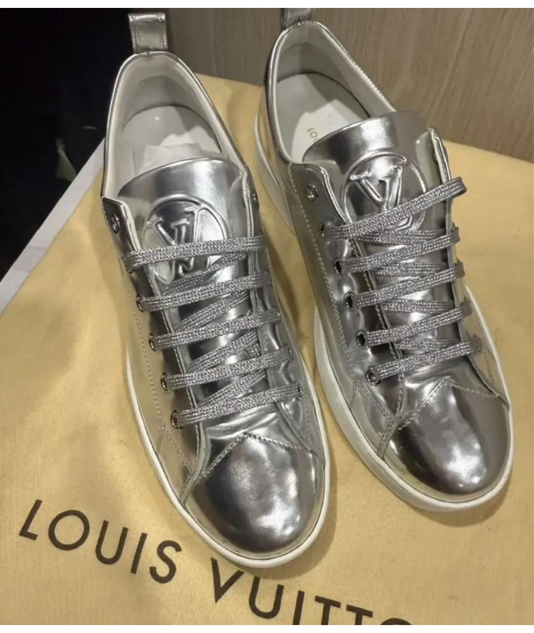 LOUIS VUITTON Серебряные кожаные кеды, фото 3