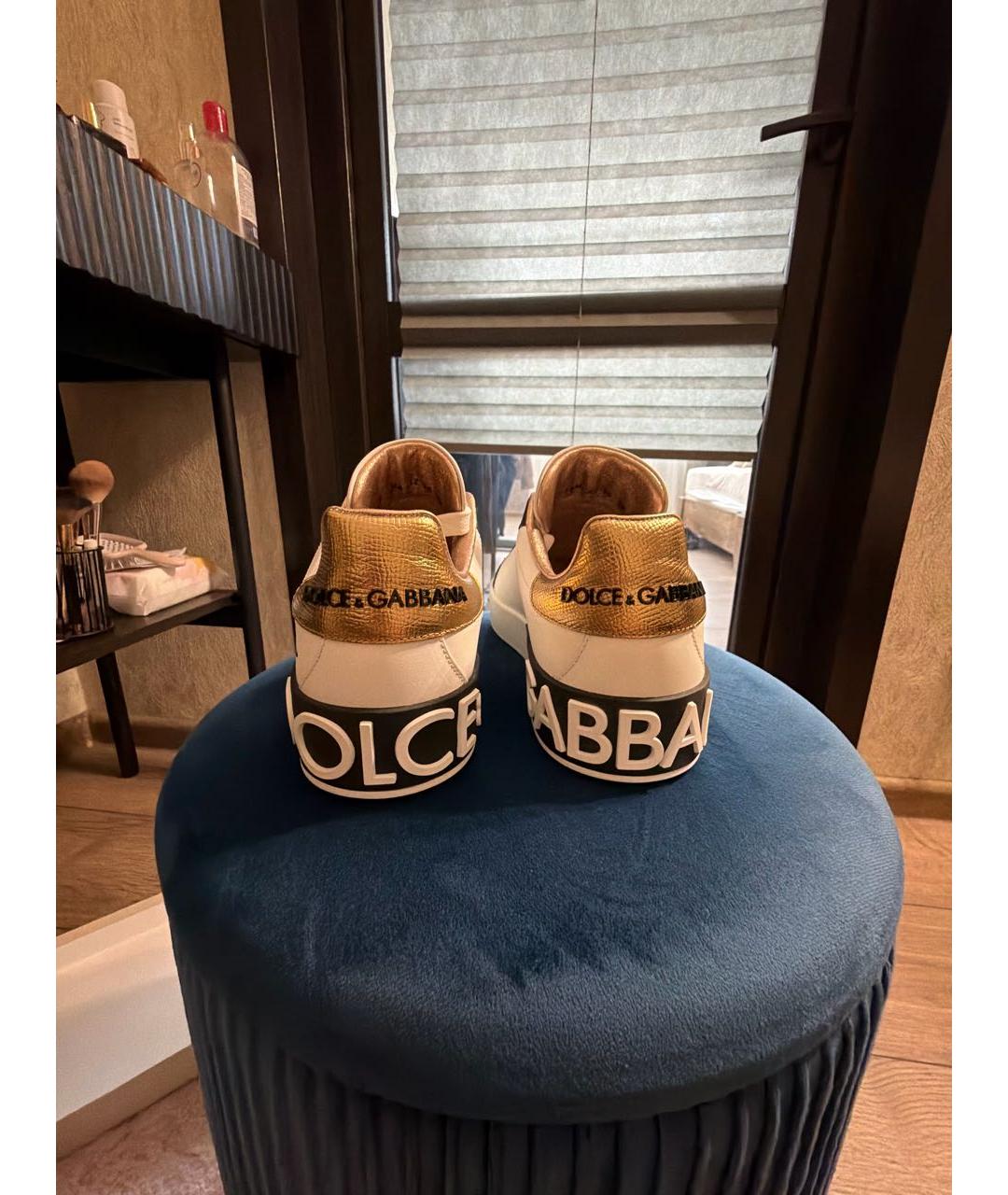 DOLCE&GABBANA Белые кожаные кроссовки, фото 4