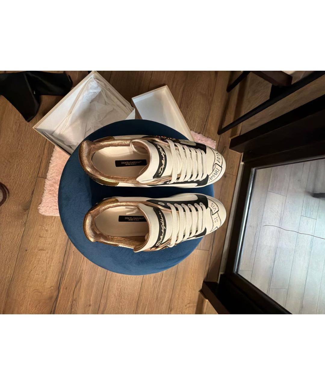 DOLCE&GABBANA Белые кожаные кроссовки, фото 3