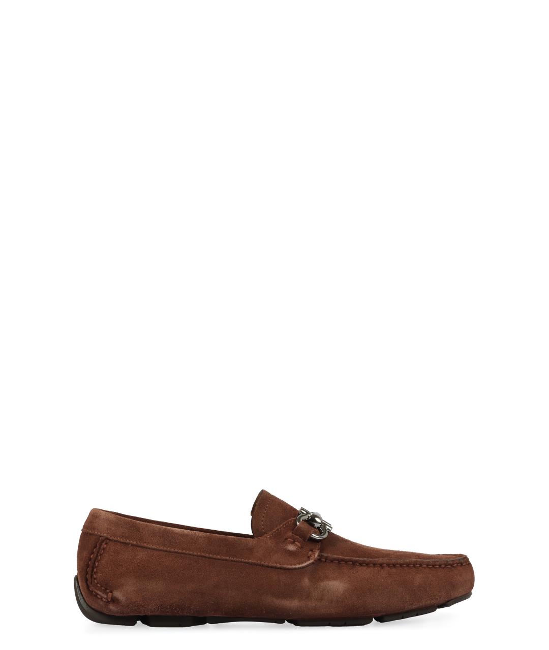 FERRAGAMO Коричневые замшевые мокасины, фото 1