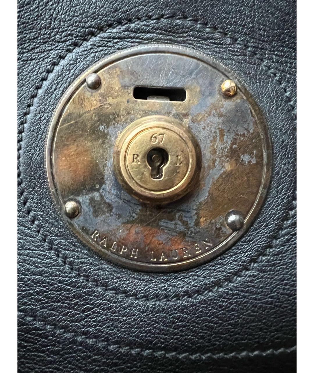 RALPH LAUREN Черная кожаная сумка с короткими ручками, фото 4