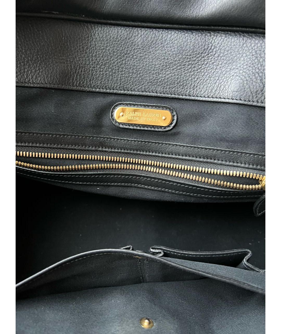 RALPH LAUREN Черная кожаная сумка с короткими ручками, фото 5