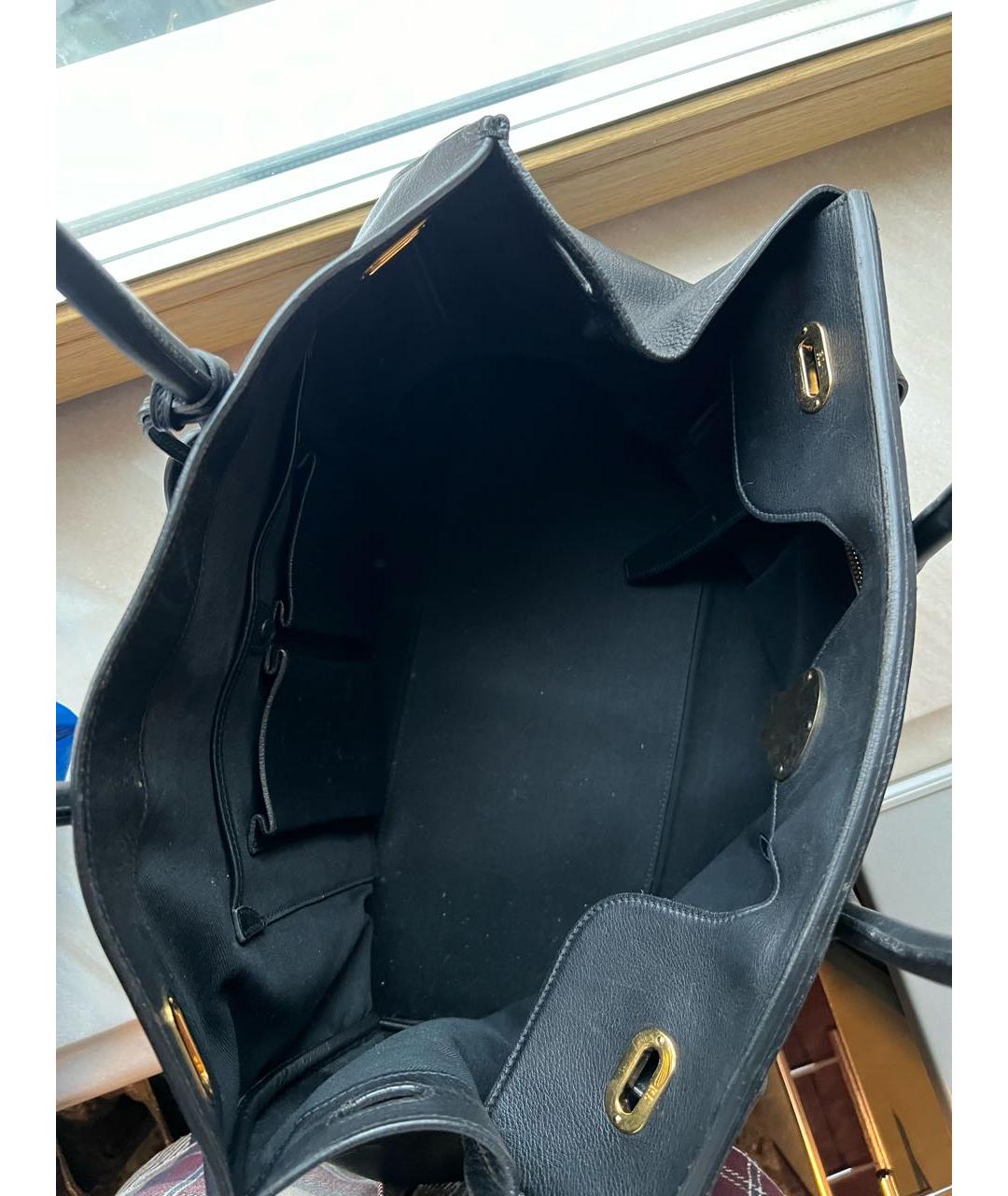 RALPH LAUREN Черная кожаная сумка с короткими ручками, фото 6