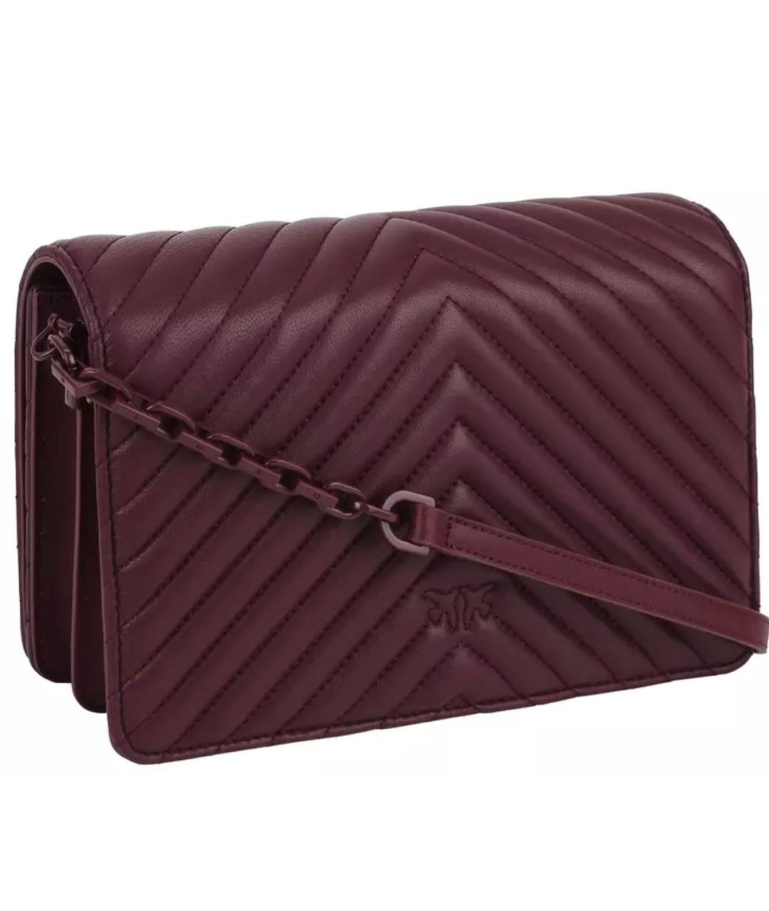 PINKO Бордовая кожаная сумка через плечо, фото 3