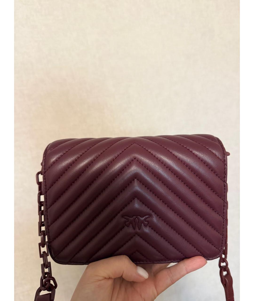 PINKO Бордовая кожаная сумка через плечо, фото 7