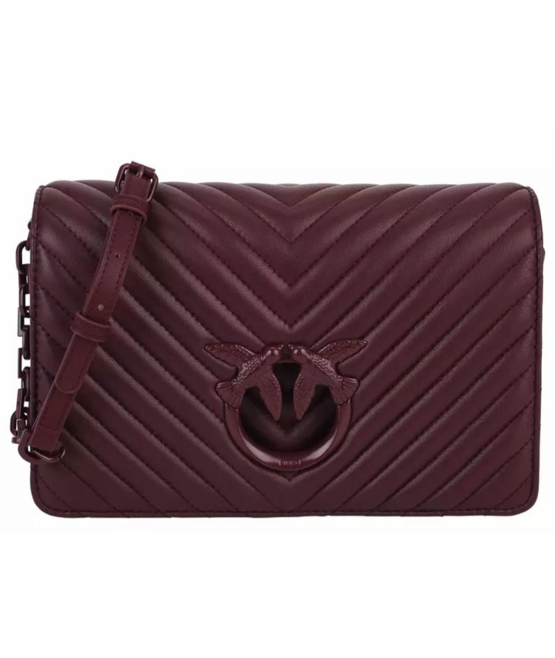 PINKO Бордовая кожаная сумка через плечо, фото 9