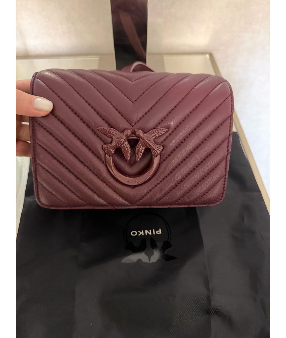 PINKO Бордовая кожаная сумка через плечо, фото 8