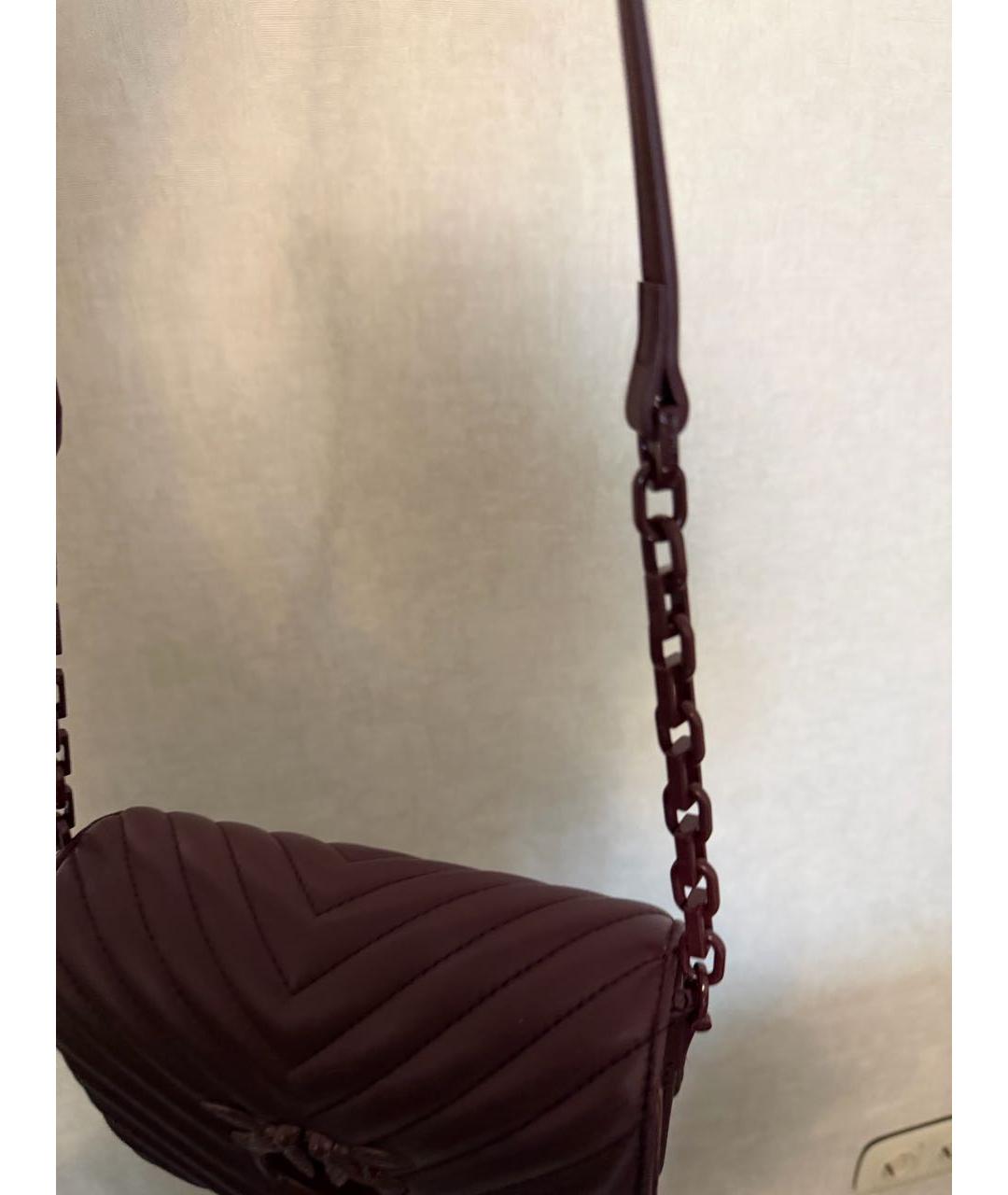 PINKO Бордовая кожаная сумка через плечо, фото 6