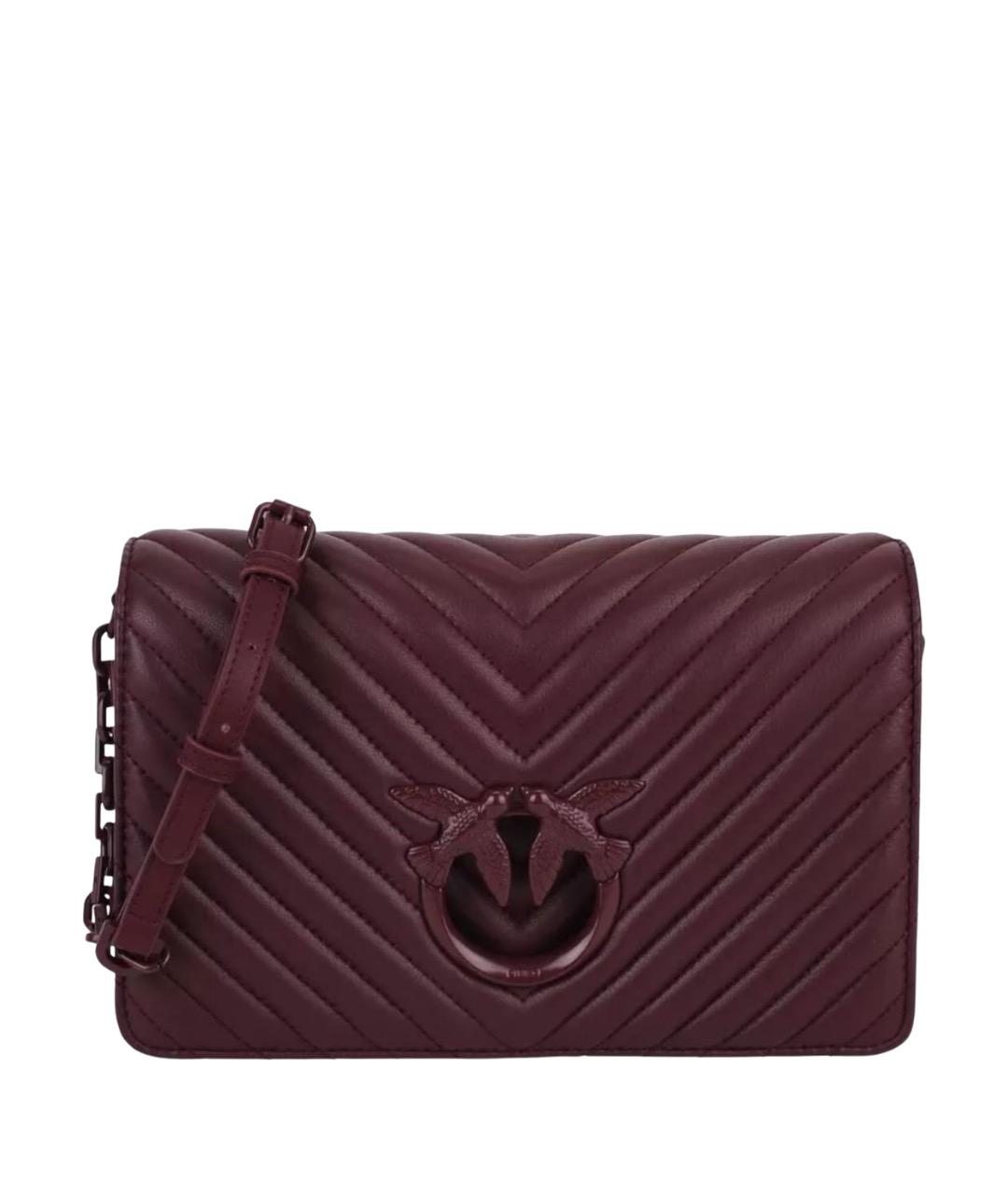 PINKO Бордовая кожаная сумка через плечо, фото 1