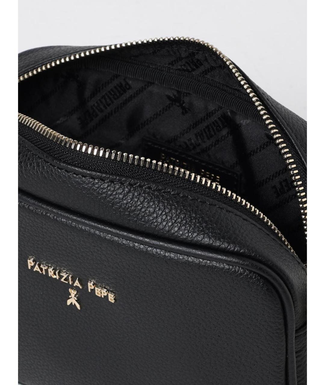 PATRIZIA PEPE Черная кожаная сумка через плечо, фото 3