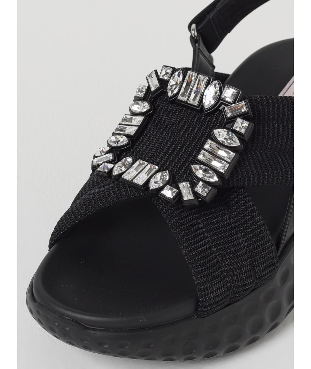 ROGER VIVIER Черные текстильные босоножки, фото 4