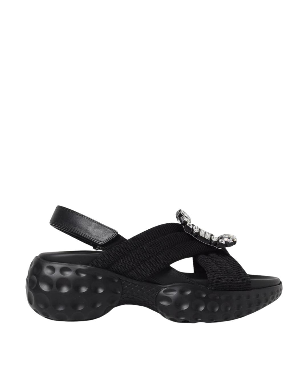 ROGER VIVIER Черные текстильные босоножки, фото 1