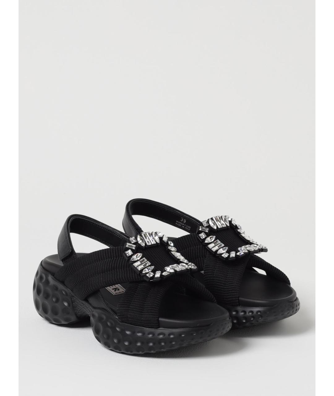 ROGER VIVIER Черные текстильные босоножки, фото 2