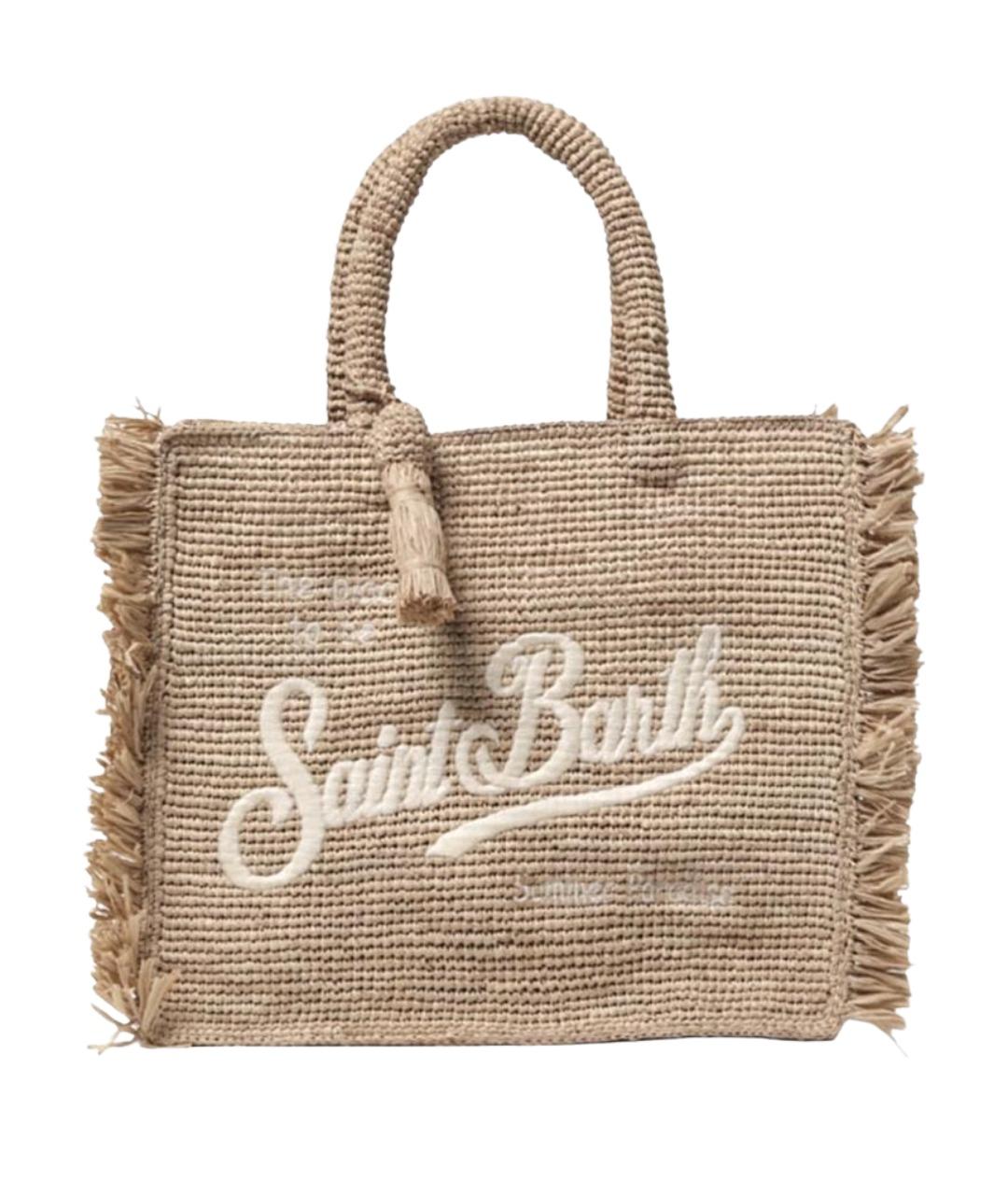 MC2 SAINT BARTH Бежевая пелетеная сумка тоут, фото 1