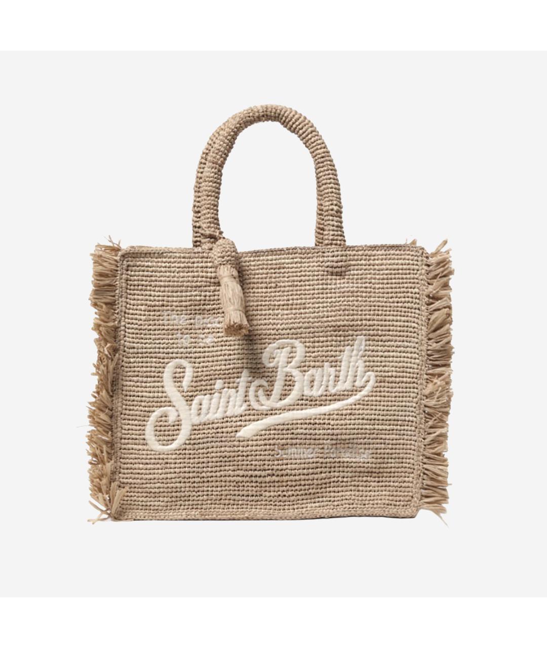 MC2 SAINT BARTH Бежевая пелетеная сумка тоут, фото 4