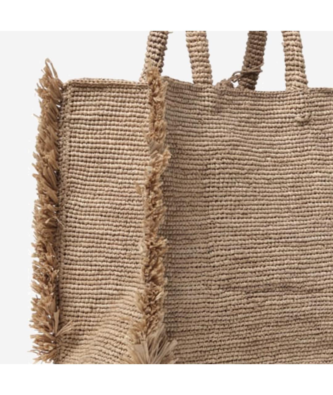 MC2 SAINT BARTH Бежевая пелетеная сумка тоут, фото 3