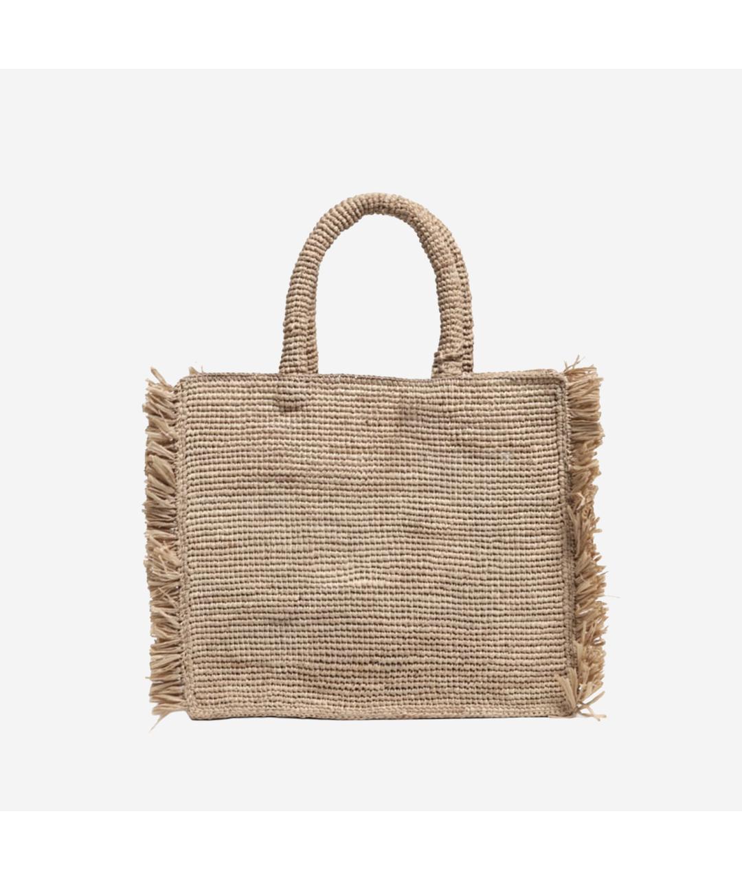 MC2 SAINT BARTH Бежевая пелетеная сумка тоут, фото 2