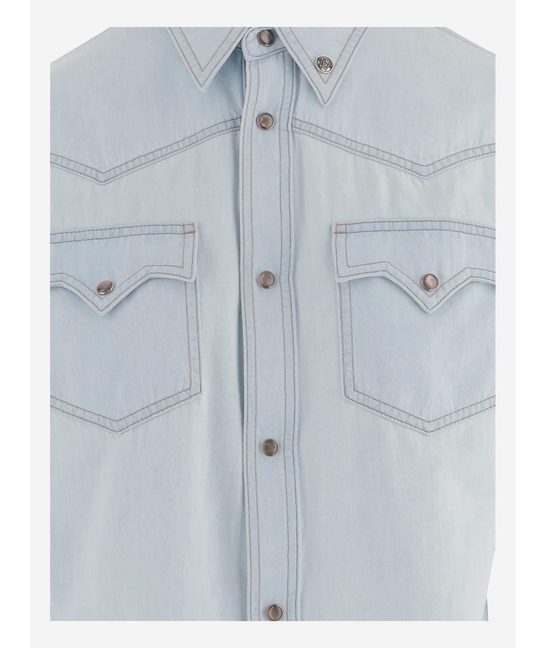 VERSACE Голубая хлопковая рубашка, фото 3