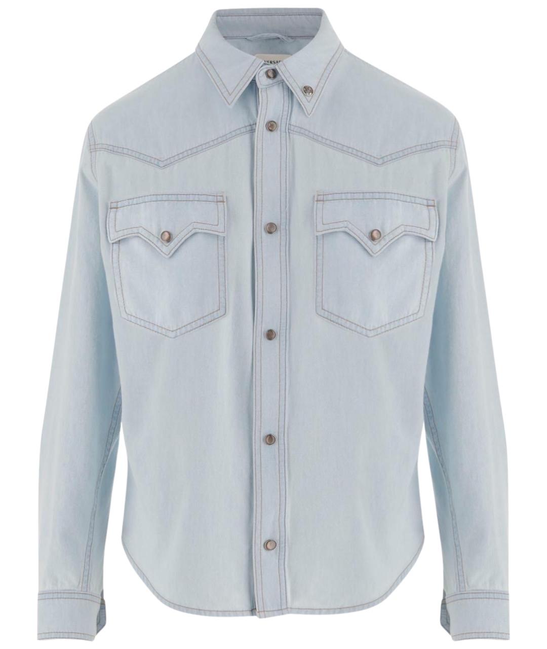 VERSACE Голубая хлопковая рубашка, фото 1