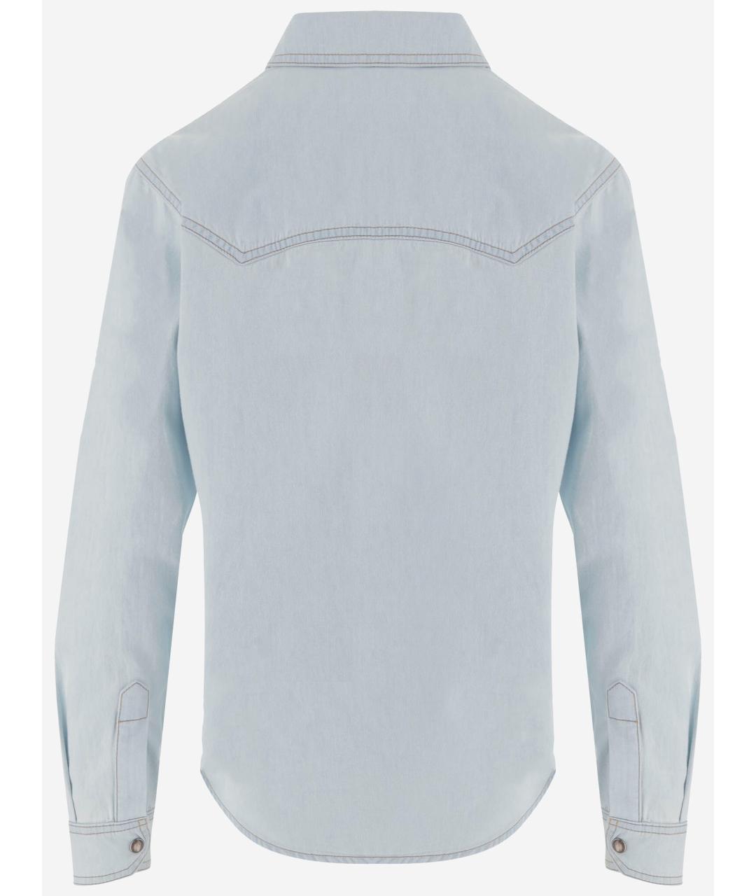 VERSACE Голубая хлопковая рубашка, фото 2