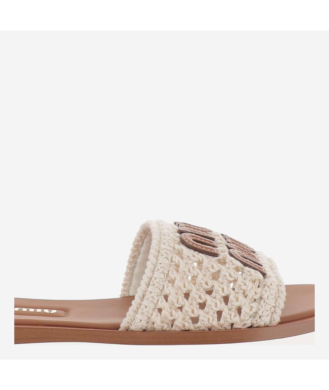 MIU MIU Бежевые кожаные сандалии, фото 5