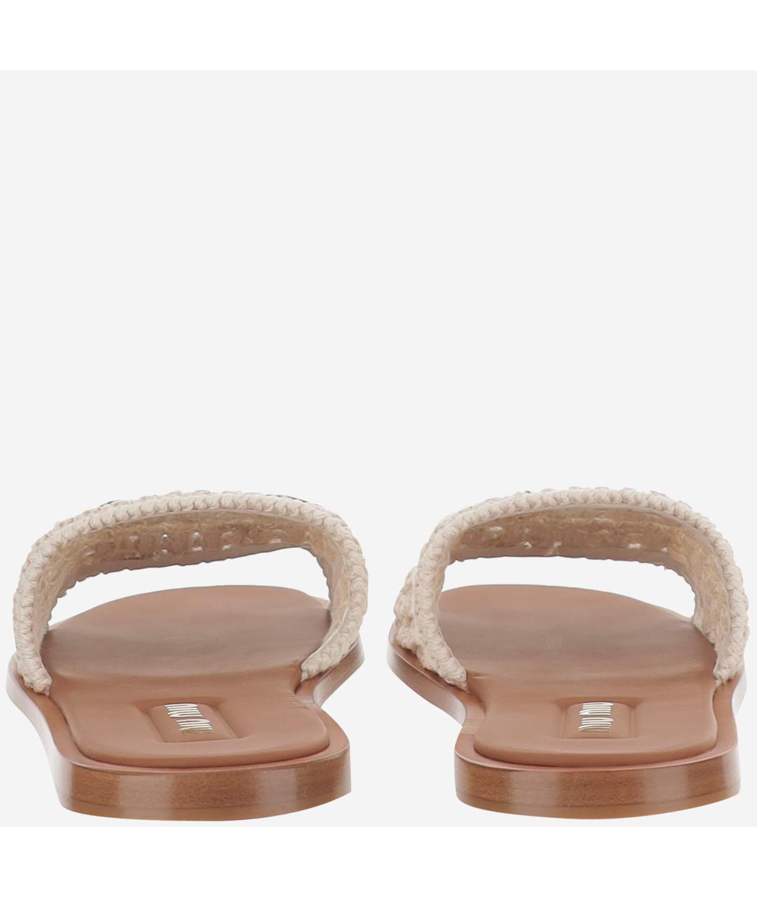 MIU MIU Бежевые кожаные сандалии, фото 4