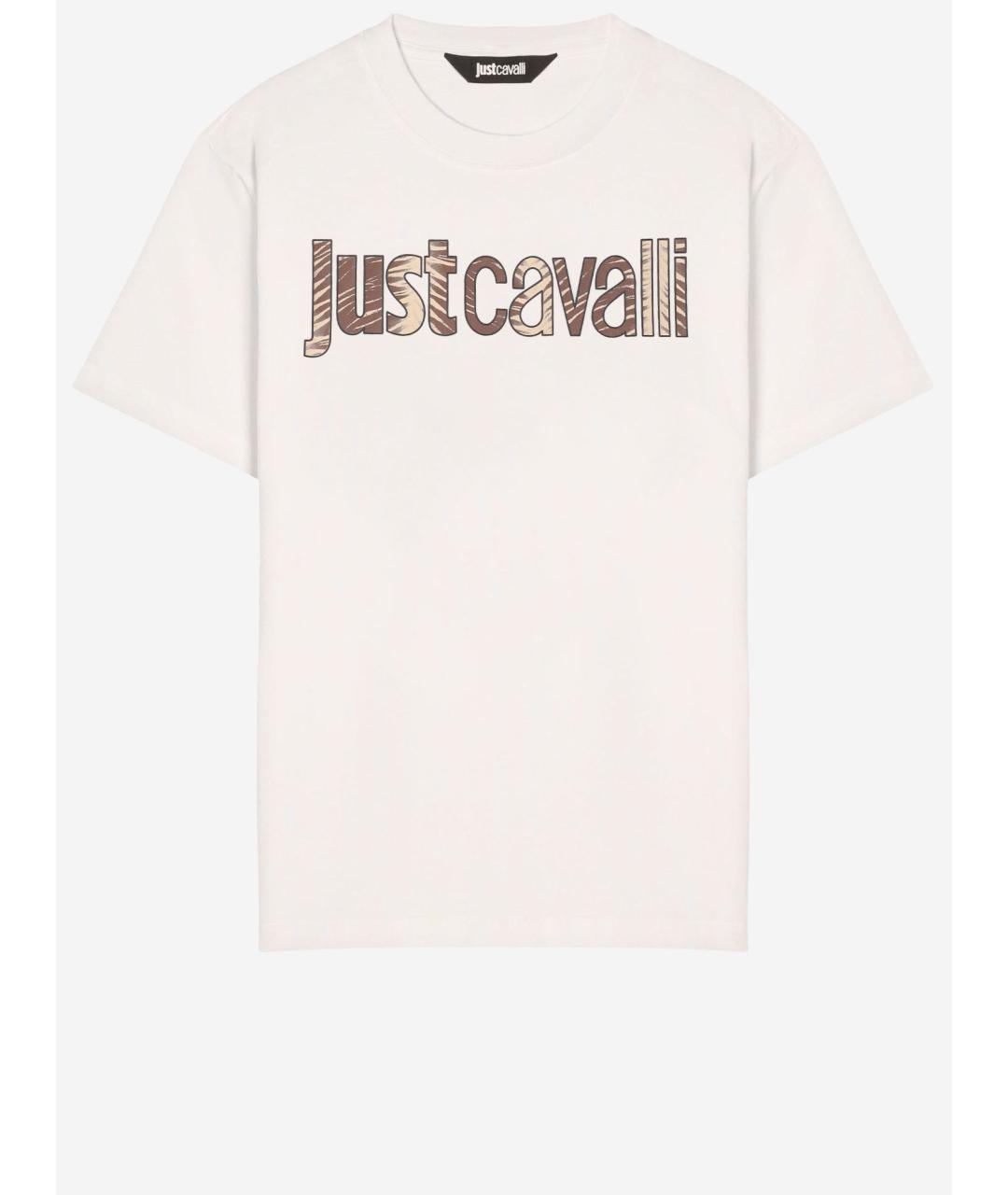 JUST CAVALLI Бежевая хлопковая футболка, фото 4