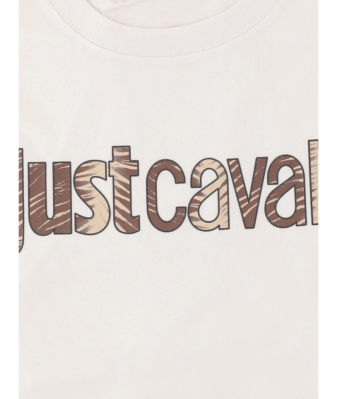JUST CAVALLI Бежевая хлопковая футболка, фото 3