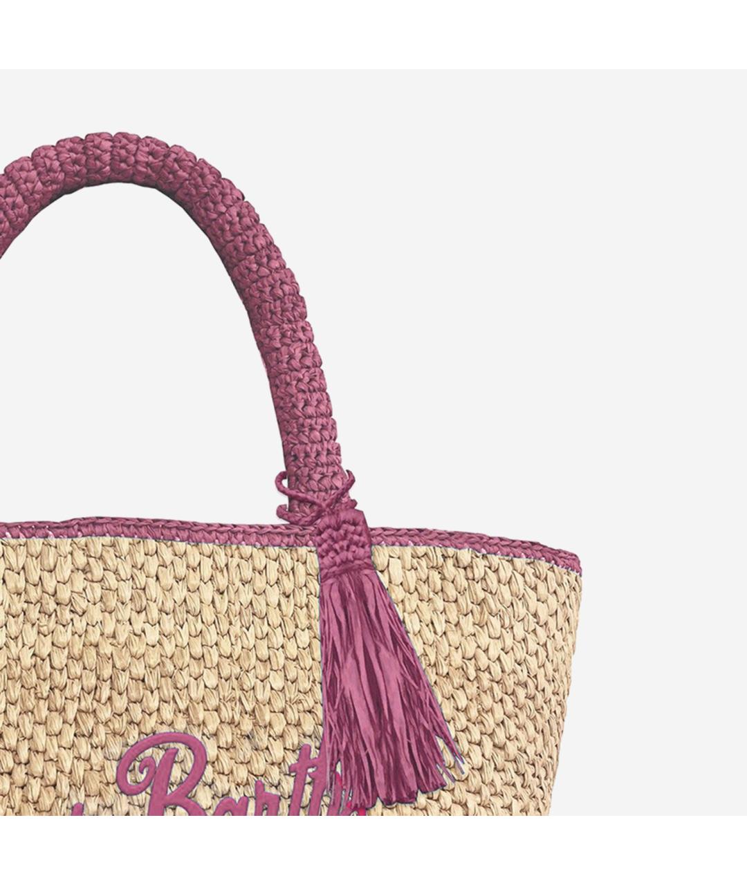 MC2 SAINT BARTH Бежевая пелетеная сумка тоут, фото 3