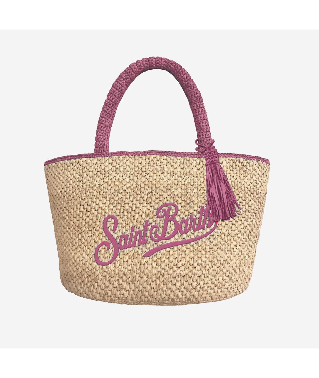 MC2 SAINT BARTH Бежевая пелетеная сумка тоут, фото 4