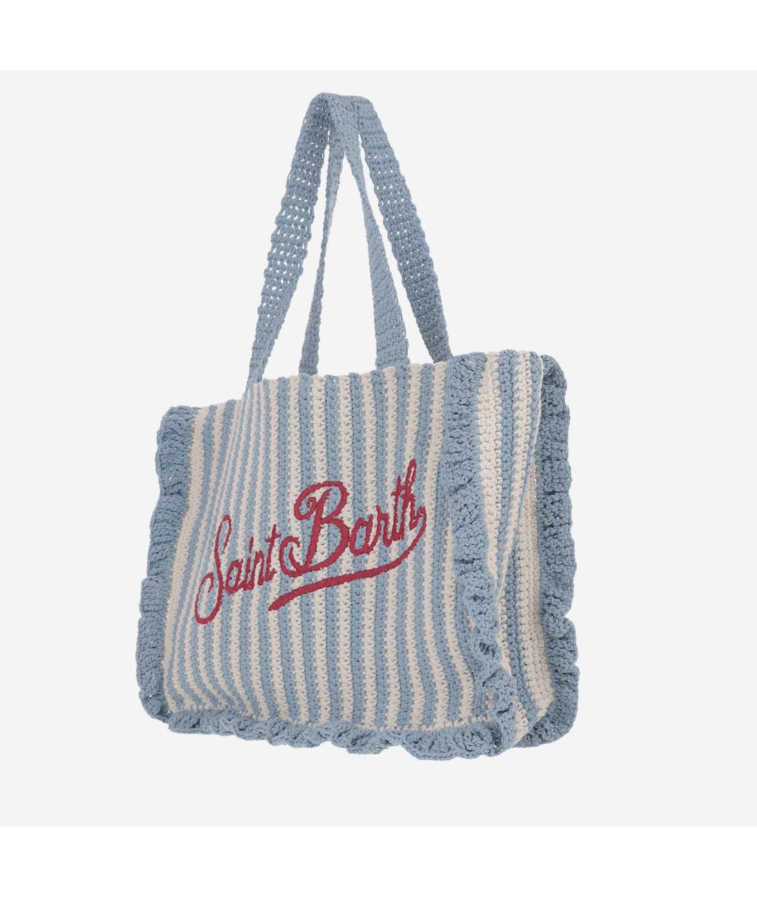 MC2 SAINT BARTH Голубая тканевая сумка тоут, фото 2