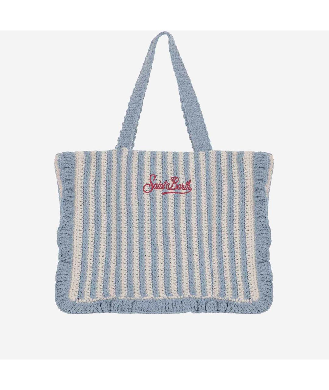 MC2 SAINT BARTH Голубая тканевая сумка тоут, фото 3