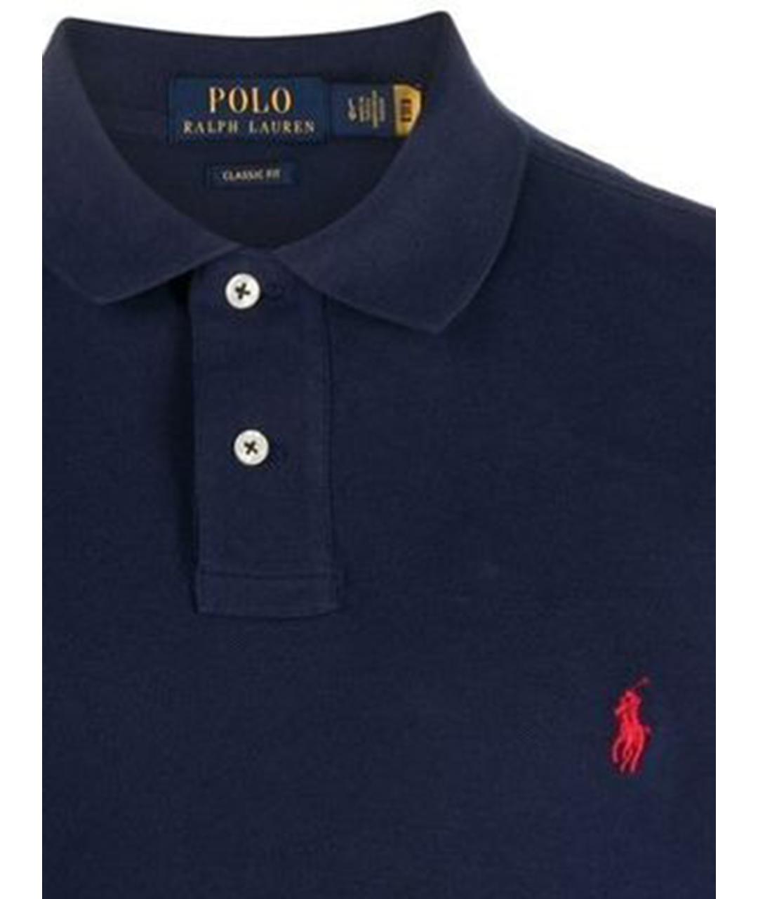 POLO RALPH LAUREN Синее хлопковое поло с коротким рукавом, фото 3