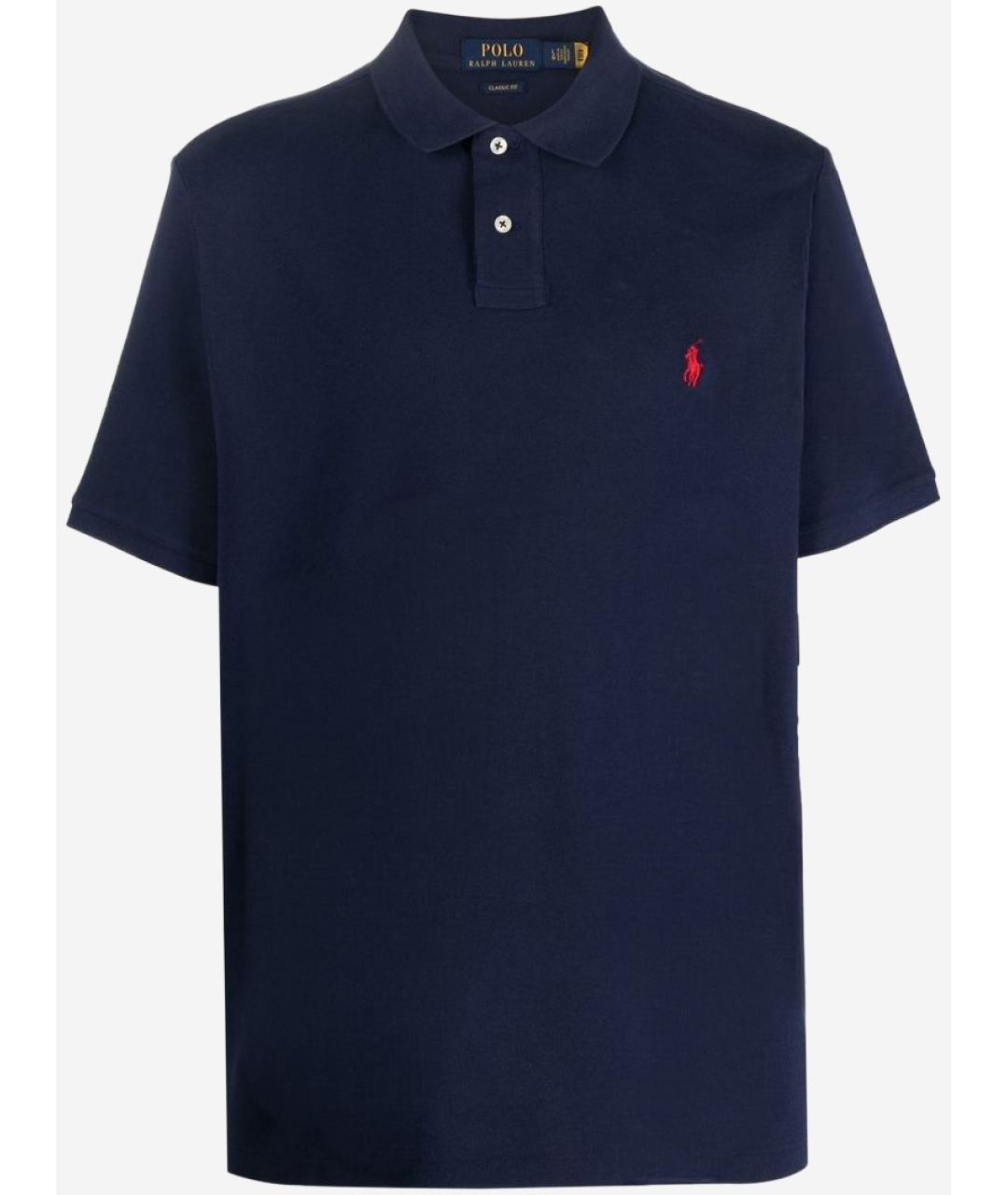 POLO RALPH LAUREN Синее хлопковое поло с коротким рукавом, фото 4