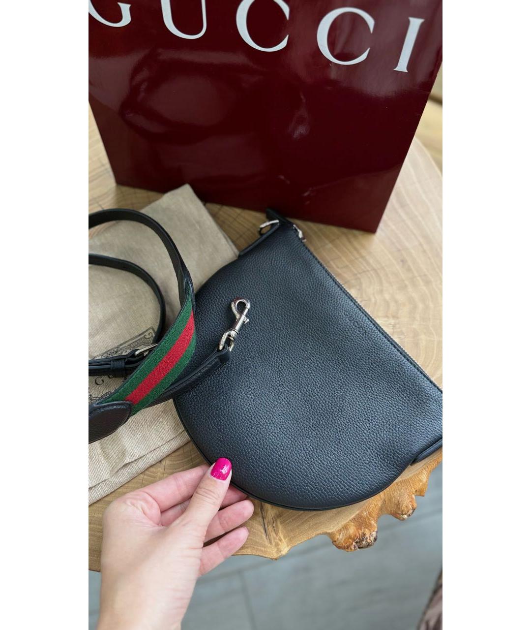 GUCCI Черная кожаная барсетка, фото 7