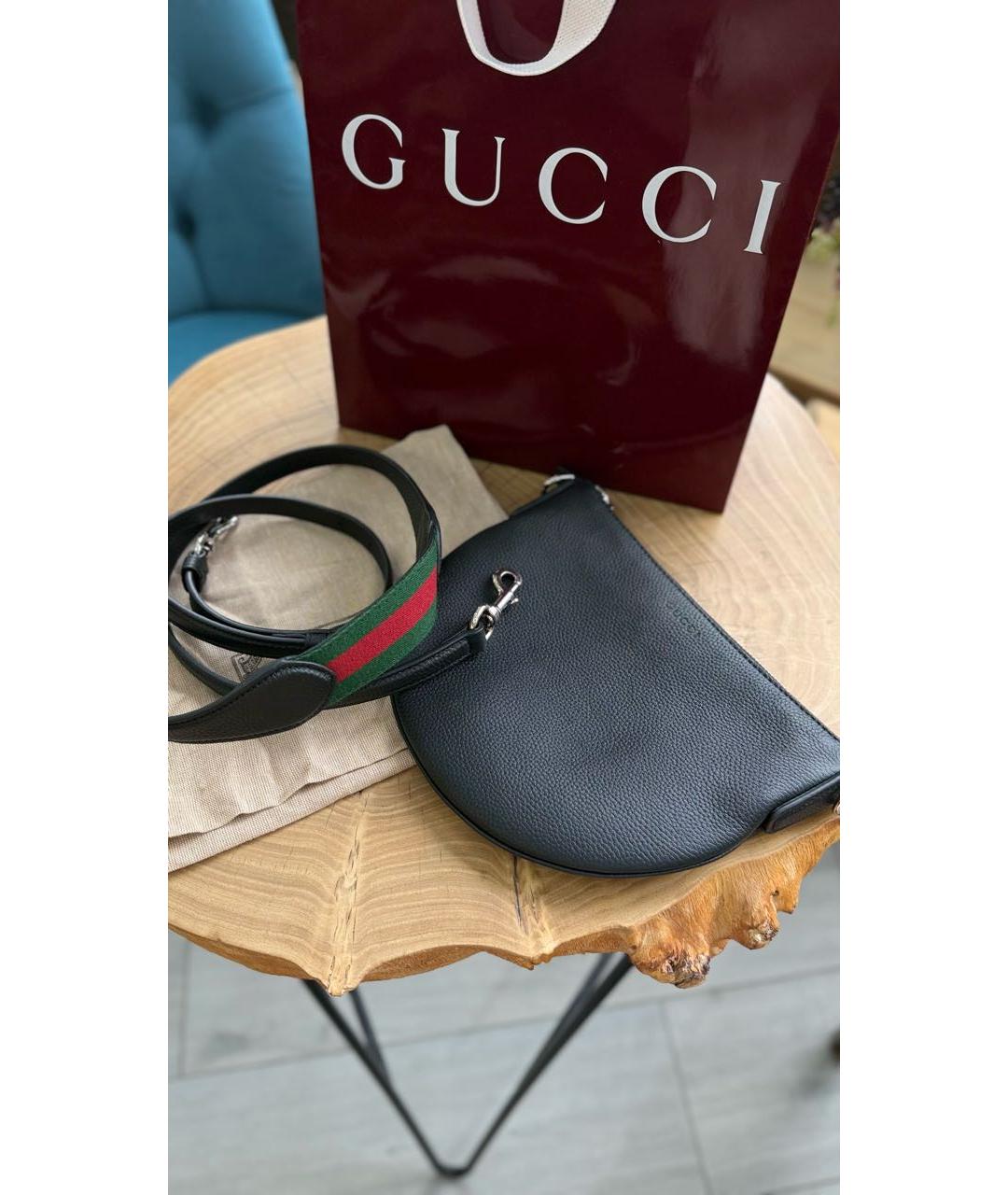 GUCCI Черная кожаная барсетка, фото 2