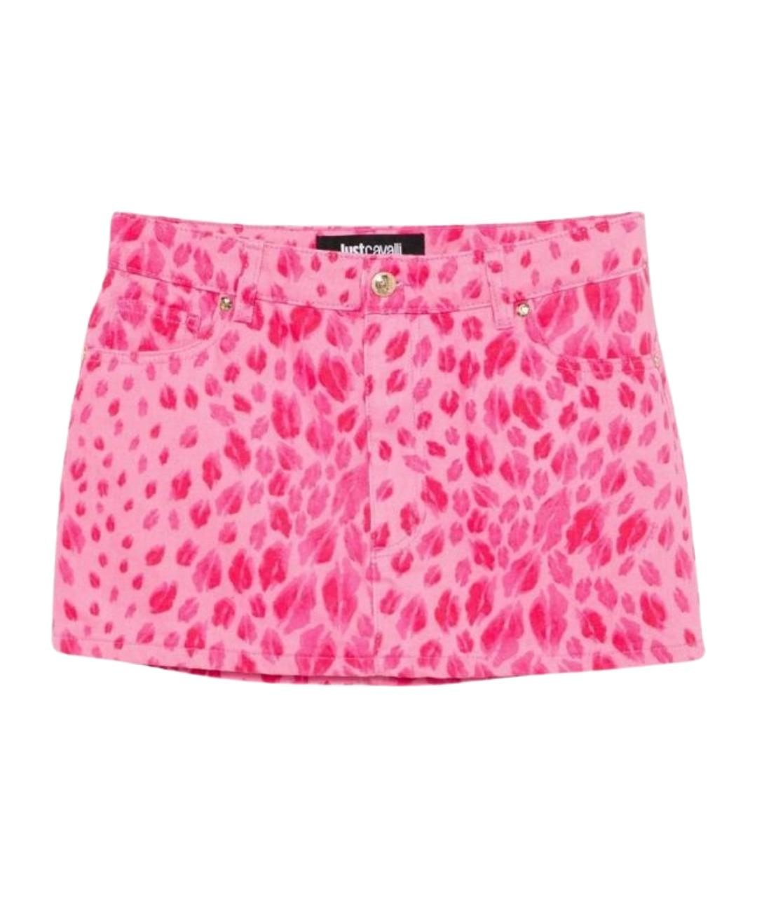 JUST CAVALLI Розовая хлопковая юбка мини, фото 1