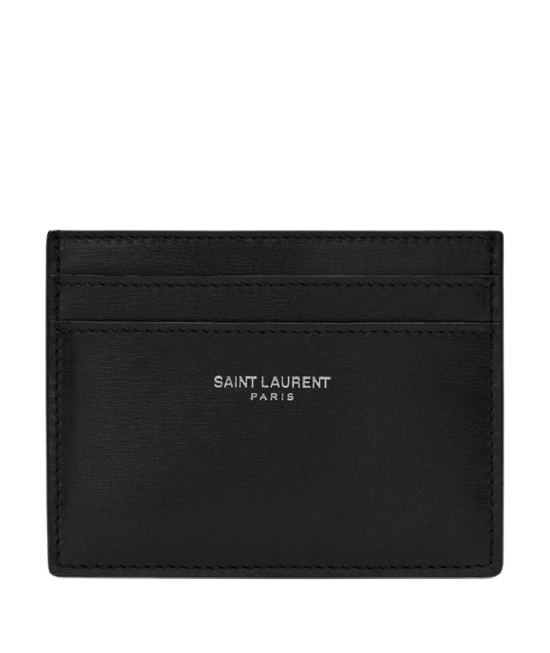SAINT LAURENT Черный кожаный кардхолдер, фото 1