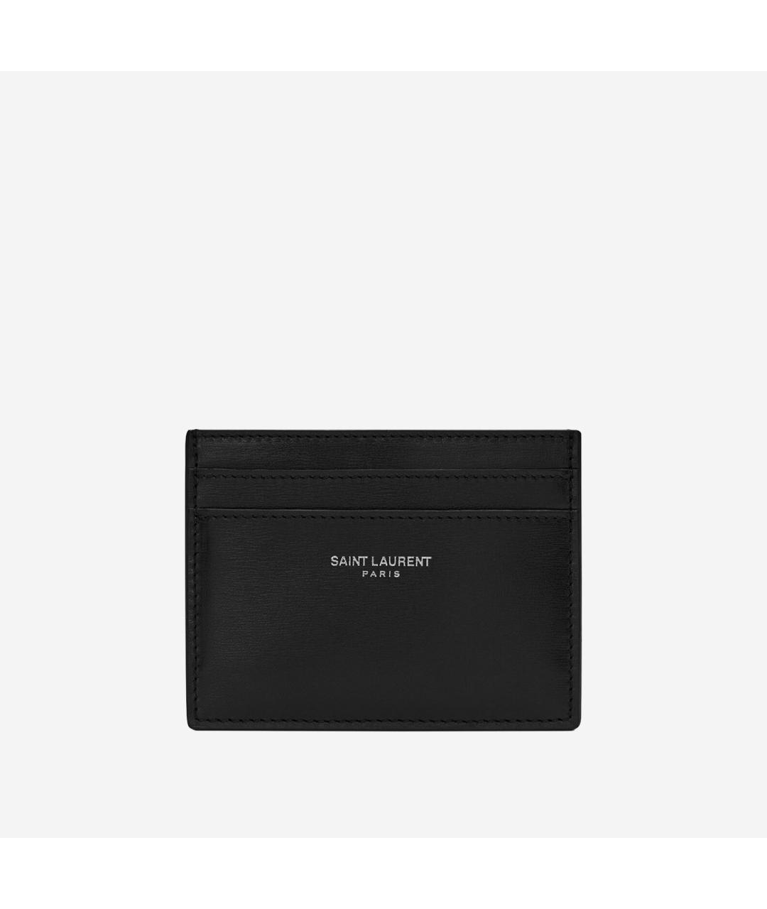 SAINT LAURENT Черный кожаный кардхолдер, фото 4