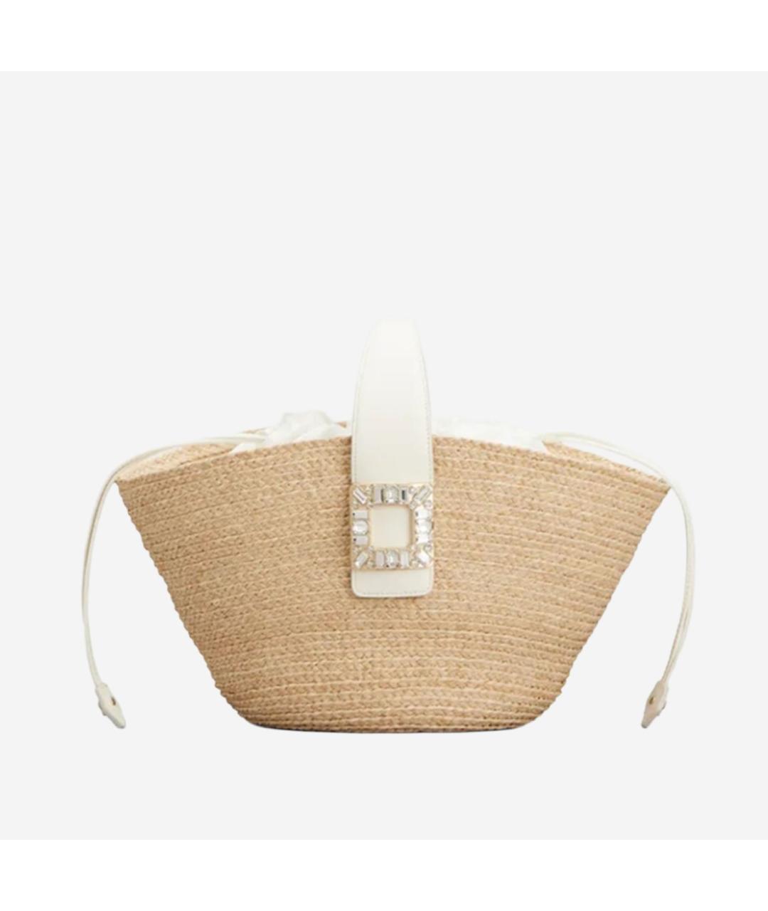 ROGER VIVIER Бежевая пелетеная сумка тоут, фото 4