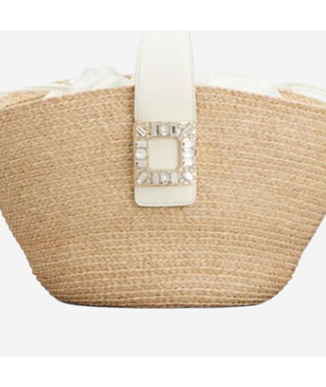 ROGER VIVIER Бежевая пелетеная сумка тоут, фото 3