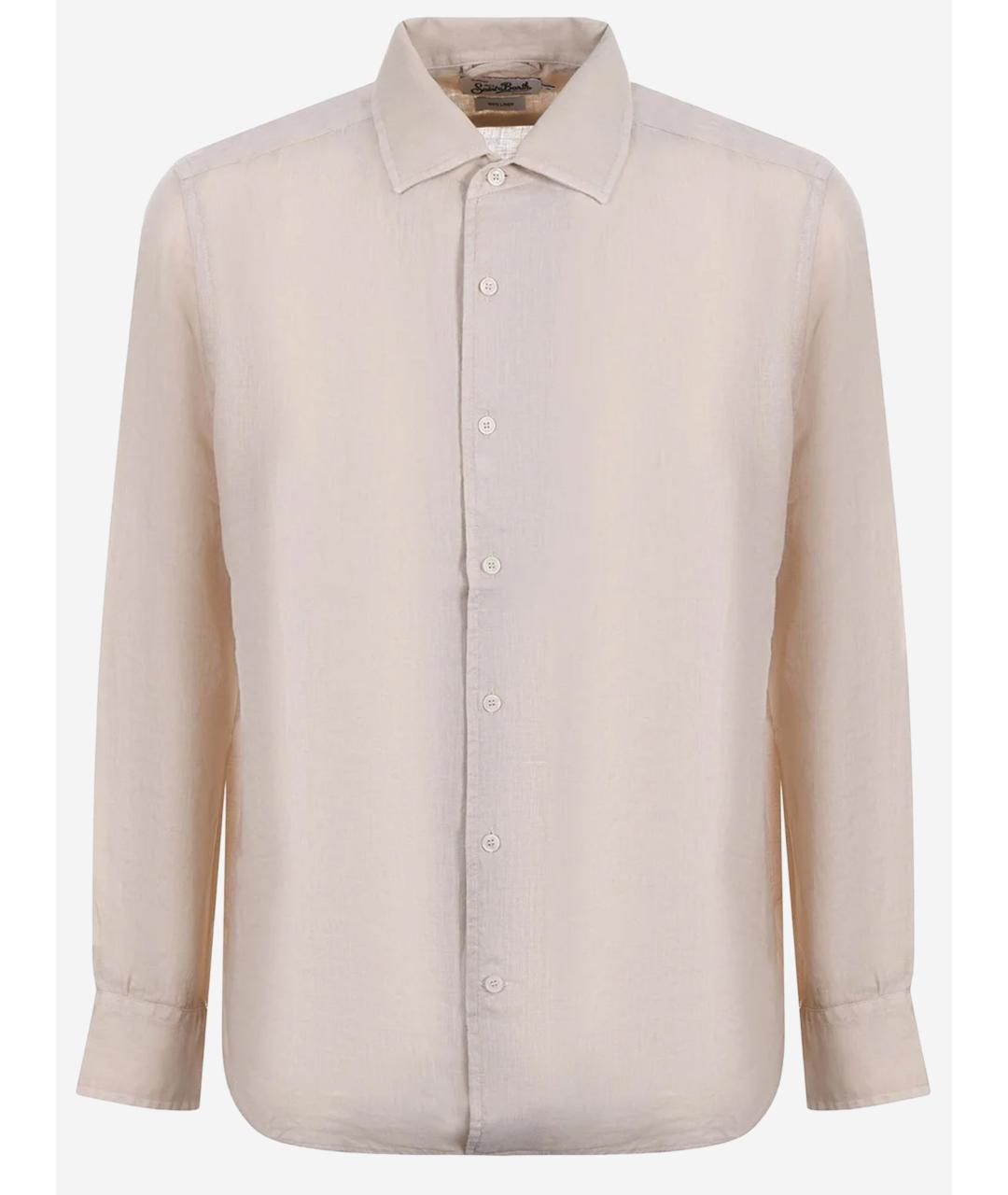 MC2 SAINT BARTH Бежевая льняная кэжуал рубашка, фото 4