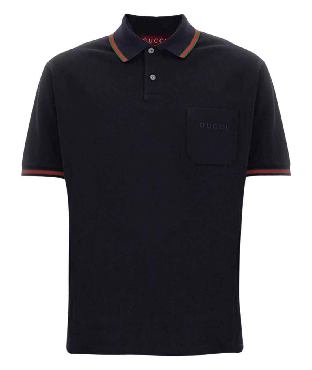 GUCCI Темно-синяя хлопковая футболка, фото 1