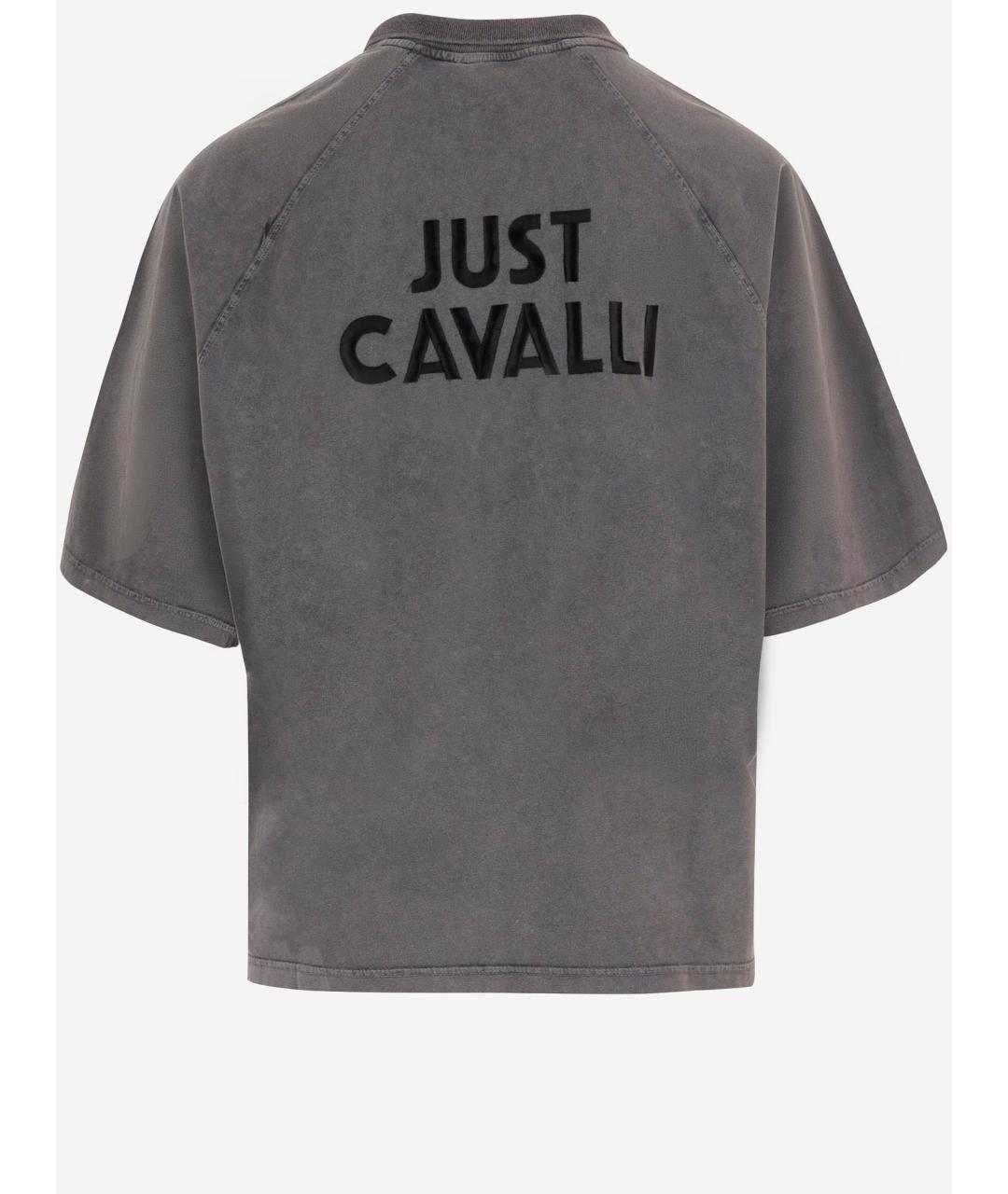 JUST CAVALLI Серая хлопковая футболка, фото 2