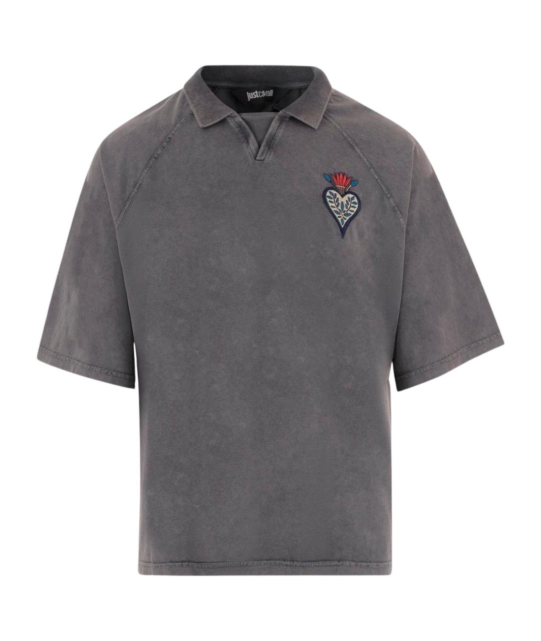 JUST CAVALLI Серая хлопковая футболка, фото 1