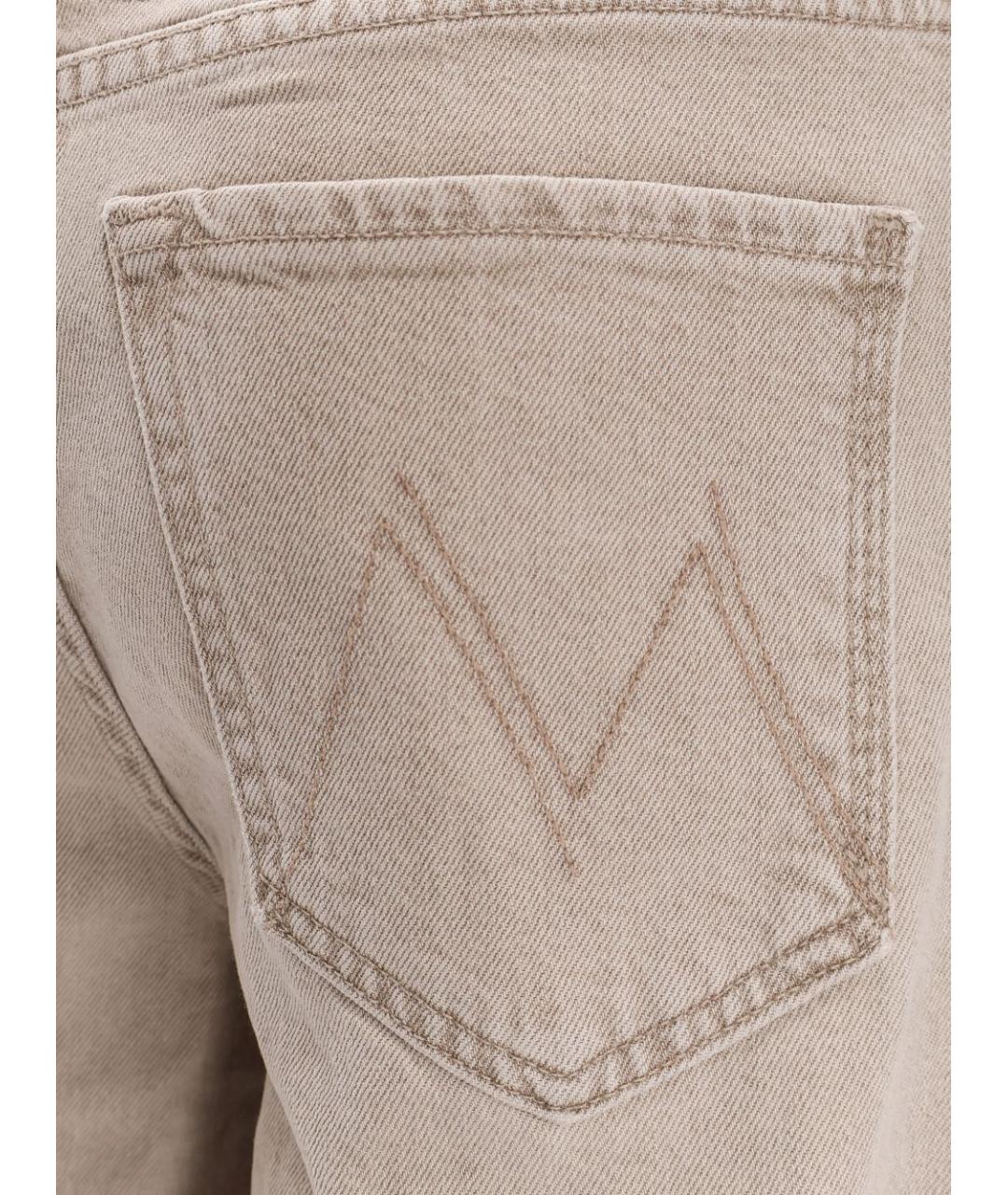 MOTHER Бежевые хлопковые джинсы клеш, фото 3