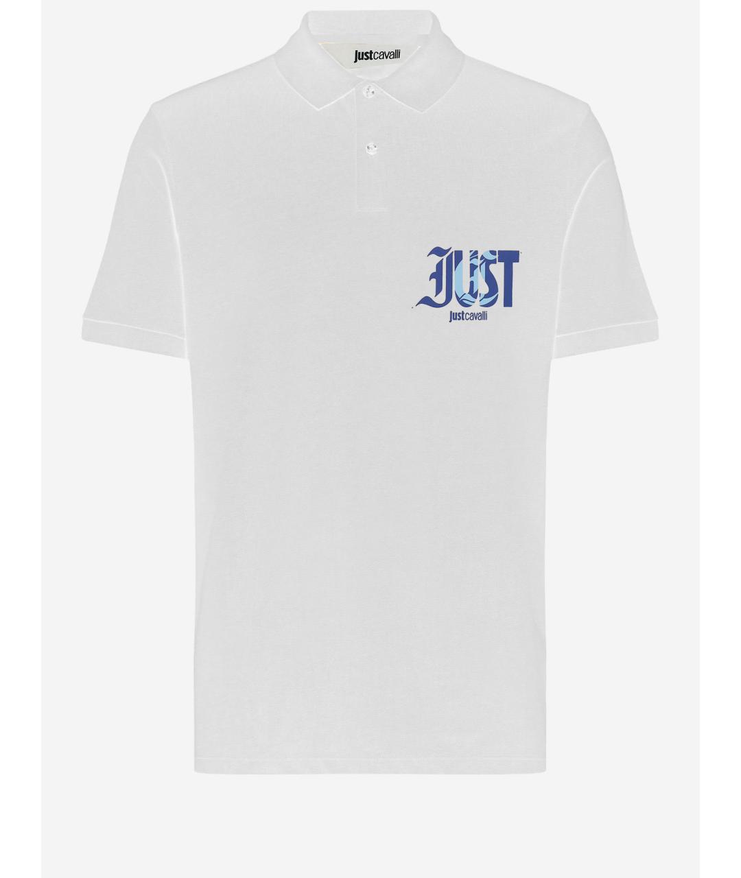 JUST CAVALLI Белое хлопковое поло с коротким рукавом, фото 4