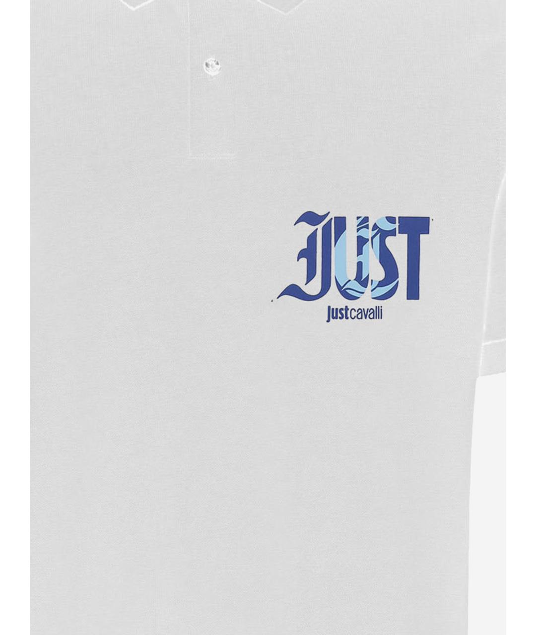 JUST CAVALLI Белое хлопковое поло с коротким рукавом, фото 3